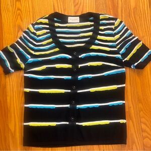 Vintage Made in Italy Striped Rayon Cardigan Top – Y2K 90s